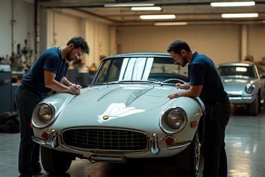 Sterling detailing experts working on a classic car